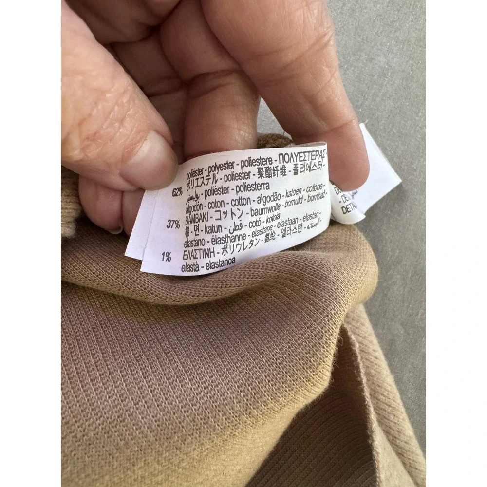 Zara Womens M Camel Sleeveless Turtleneck Sweater Knit‎ Top Minimalist